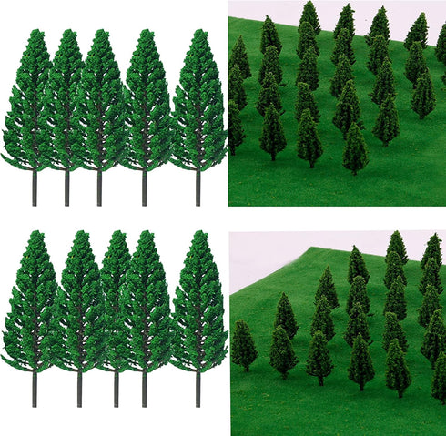 10Pcs Model Pine Cedar Trees 1:25 Green Architecture Tree for O G Scale Railway DIY Scenery Landscape Layout Natural Green 16cm/6.3inch...