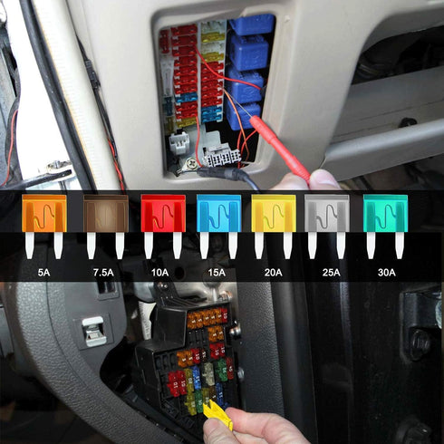 Nilight - 50034R 10 Pack 12V Car Add-A-Circuit Fuse Tap Adapter Mini Atm Apm Blade Fuse Holder with 120 PCS Mini Blade Fuse Assortment Kit (5, 7.5...