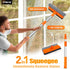 Squeegee for Window | 2-in-1 Window Cleaner Sponge and Soft Rubber Strip with Telescopic Extension Pole 18”-29” | Window Washer for Shower, Car Wi...