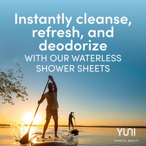 YUNI Beauty Large Body Wipes (Unscented, 12 Count) Super Soft Moist Showerless Wipes that Cleanse & Deodorize - On-the-Go Waterless Body Cleanser ...