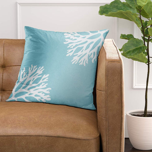 Emvency Throw Pillow Cover Hue Sea Coral Silhouettes Coastal Beach Light Blue Ocean Starfish Shell Decorative Pillow Case Home Decor Square 20 x 2...