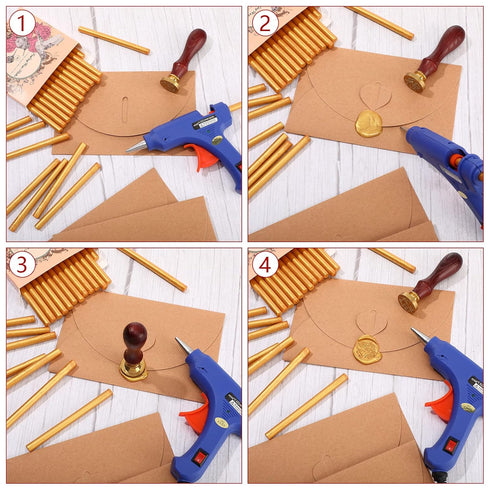 Containlol 24 Pcs Glue Gun Sealing Wax Sticks for Wax Seal, Mini Envelope Glue Gun Sealing Wax for Wedding Invitations, Cards Envelopes, Snail Mai...