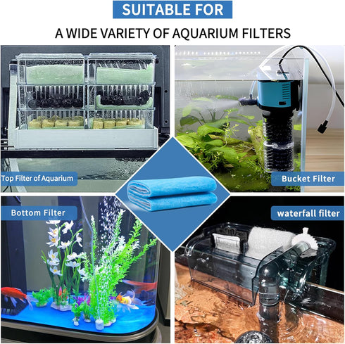 Aquarium Filter Sponge Fish Tank Pond Filter Media Filters Pad for Fish Tank,Filter Freshwater, Saltwater Aquariums, Reusable Fish Pond Filter Mat...