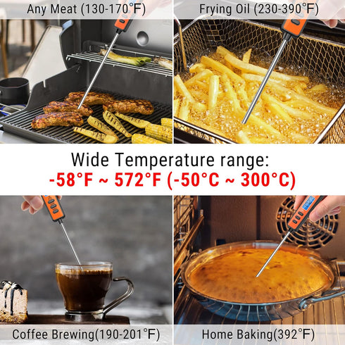 ThermoPro TP01A Digital Meat Thermometer for Cooking Candle Liquid Deep Frying Oil Candy, Kitchen Food Instant Read Thermometer with Super Long Pr...