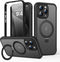 for iPhone 15 Pro Max Case with Invisible Magnetic Stand, Compatible with Mag-Safe Translucent Matte with Built-in Screen Protector, Shockproof Pr...