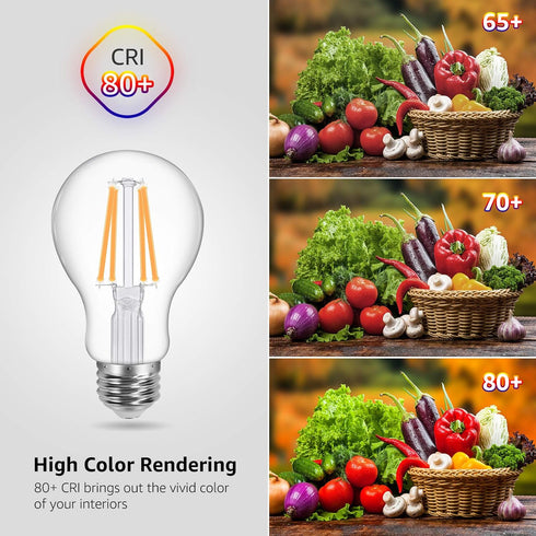 Lepro Vintage LED Bulbs, Dimmable Filament Bulb, 8W 800LM, 60W Equivalent, 2700K Warm White, Classic Clear Glass, A19 Shape, E26 Base, Pack of 5...