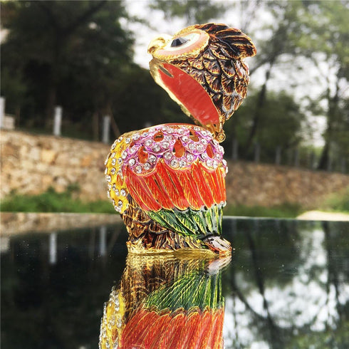 Waltz&F Hollow owl Trinket Box Hinged Hand-painted Figurine Collectible Ring Holder...