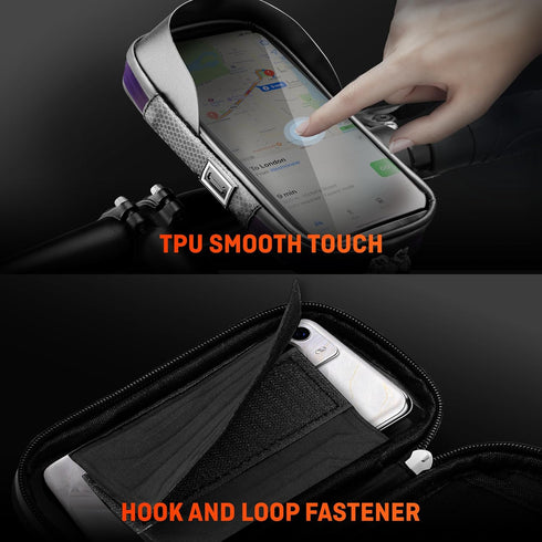 HENMI Bike Bag, Waterproof Bike Rack Bag with Sun and Rain Cover, 360° Rotating Bicycle Cell Phone Holder, Sensitive TPU Touch Screen, Bicycle Acc...