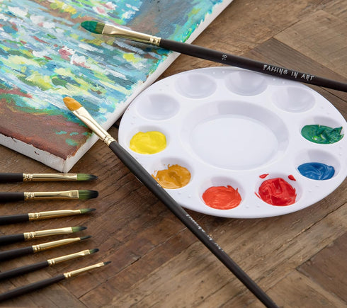 Falling in Art 9 PCS Filbert Brushes Set, Professional Nylon Paint Brushes, Long Handle Artist Brush for Watercolor, Acrylic, and Oil Painting...