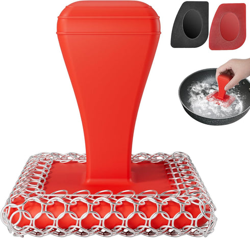 Cast Iron Scrubber & Scraper Kit - 316 Stainless Steel Cast Iron Cleaner - Chainmail Scrubber for Cast Iron Pans Skillets Sink Dish Scrub Chain Li...