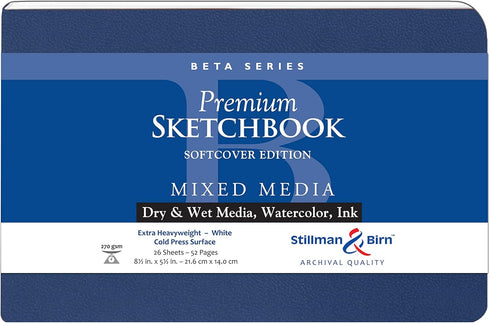 Stillman & Birn Beta Series Softcover Sketchbook, 8.5" x 5.5", 270 gsm (Extra Heavyweight), White Paper, Cold Press Surface...