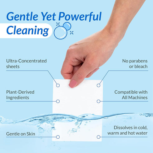 Plastic-Free Laundry Detergent Sheets, 60 Count, Fresh Linen Scent, Plant-Based, Non-Toxic, Easy to Use, Gentle on Skin, Compact and Lightweight...