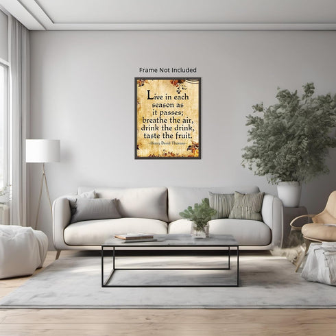 Posterizer 1 pcs-Henry David Thoreau-Live In Each Season As It Passes- Philosophy-Quotes-Gift for Teachers-School and classroom art- unframed wall...