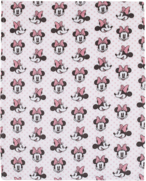 Disney Minnie Mouse, Pink, White And Black Super Soft Plush Baby Blanket, Pink, White, Black...