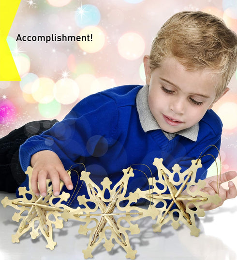 Puzzled 3D Puzzle Snowflake Ornaments Wood Craft Construction Model Kit, Fun & Educational DIY Wooden Toy Assemble Unfinished Crafting Hobby Puzzl...