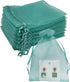 100PCS Sheer Organza Bag 5''X7'' Teal Mesh Bags Drawstring Jewelry Gift Bag for Baby Shower Wedding Party Favor Pouch Goodie Bags (Aqua)...