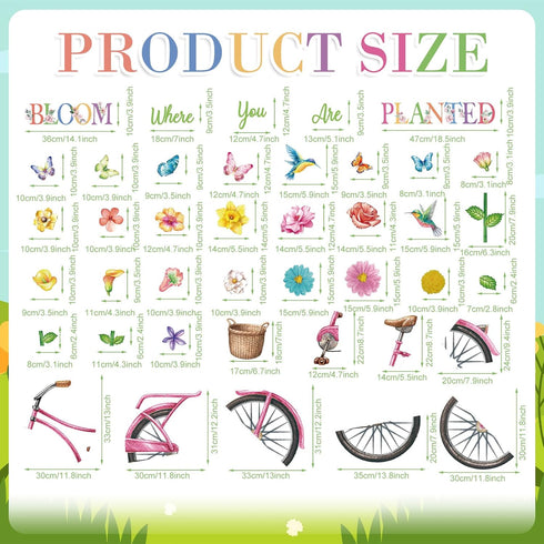 Flower Bulletin Board Decorations Set 3D Paper Flower Cutouts Summer Butterfly Bicycle Leaves Bird Wall Decals Springtime Bloom Where You are Plan...