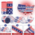 Patriotic Wired Edge Ribbon 24 Yards USA Flag Stars Stripes Craft Fabric Ribbon 4th of July Decorative Wrapping Ribbon for Independence Day Memori...