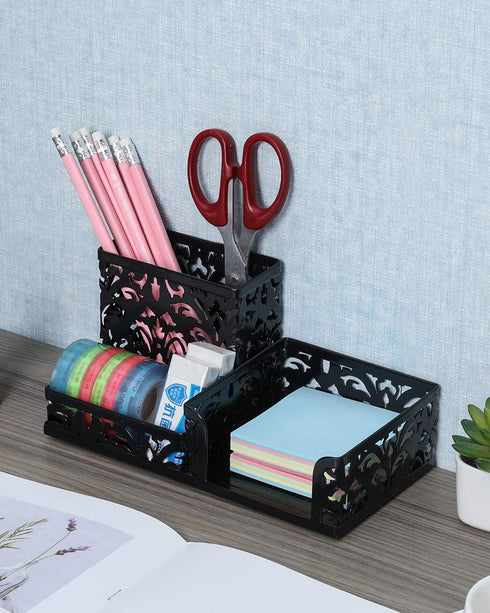 EasyPAG Desk Organizer with 3 Compartment for Pencil Sticky Note Holder and Office Accessories,Black...