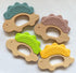 Mostara Dinosaur Baby Teether Ring for 3+ Months, Non-Toxic BPA Free Food Grade Silicone and Beech Wood, Baby Tested for Easy Grip and Soothing Te...