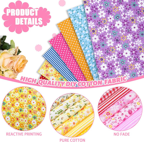 300 Pieces 4 x 4 Inches Cotton Fabric Bundle Precut Patchwork Fabrics Fat Squares Fabric Scraps Cotton Quilting Printed Floral Fabric Patchwork fo...