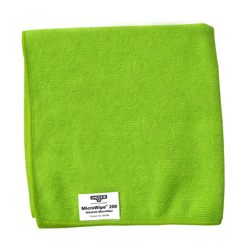 Unger ME400 MicroWipe Ultralite Microfiber Cloth, 16" Length x 16" Width, Green (Case of 10)...