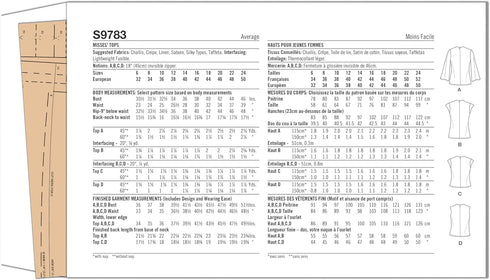 Simplicity Misses' Tops Sewing Pattern Packet, Design Code S9783, Sizes 6-8-10-12-14, Multicolor...