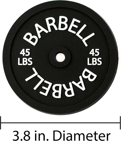 Barbell Bumper Plate Drink Coasters Set of 6, Round Black Silicone Coasters for Coffee Table, Absorbent Coaster for Drinks, Fitness Gym Gifts for ...