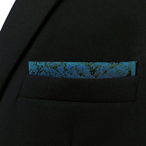 S&W SHLAX&WING Pocket Squares for Men Suits Dark Teal Black Blue Patterned...