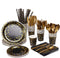 201 Black and Gold Party Supplies, Golden Dot Disposable Party Dinnerware - Black Paper Plates Napkins Cups, Gold Plastic Forks Knives Spoons for ...