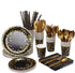 201 Black and Gold Party Supplies, Golden Dot Disposable Party Dinnerware - Black Paper Plates Napkins Cups, Gold Plastic Forks Knives Spoons for ...