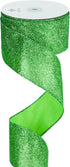 MEEDEE Lime Green Ribbon Green Glitter Ribbon 2.5 Inch Lime Green Wired Ribbon by 25 Yards Lime Green Christmas Ribbon Lime Green Ribbon for Chris...