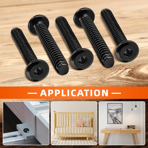 M6 x 20mm Flat Head Socket Head Screws Countersunk Bolts for Furniture Chair Table Desk Crib Bed, Carbon Steel, Black Oxide, Fully Threaded, 25 PC...