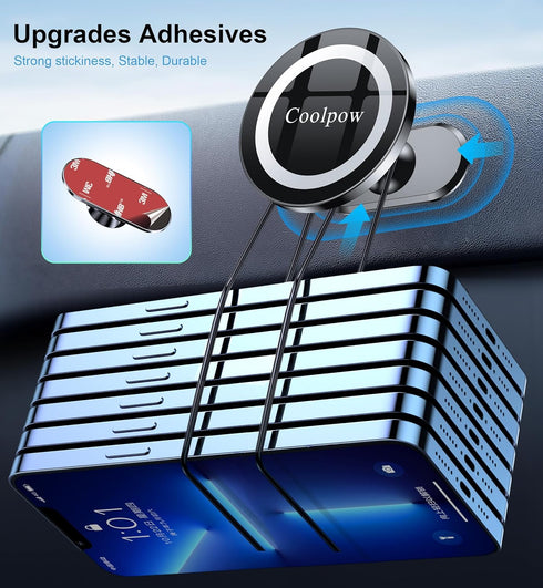 ?2-Pack?for iPhone MagSafe Car Mount?Stronger Magnets?Magnetic Phone Holder for Car Dash?All Metal ?MagSafe Accessories Fit iPhone 15, 14,13,12,Pr...