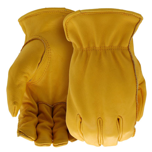 Boss Men's Durable Premium Grain Cowhide Leather Driver Work Glove, Abrasion Resistant, Durable, Keystone Thumb, Yellow, Large (B81021-L)...
