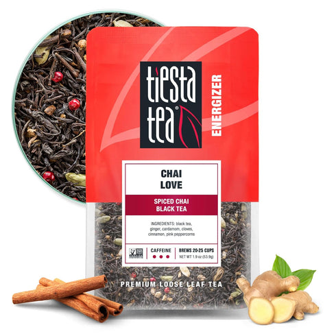 Tiesta Tea - Chai Love, Loose Leaf, Spiced Chai Black Tea, Premium Blend, High Caffeinated Black, Make Hot or Iced Brews Up to 25 Cups, 1.9 Ounce ...