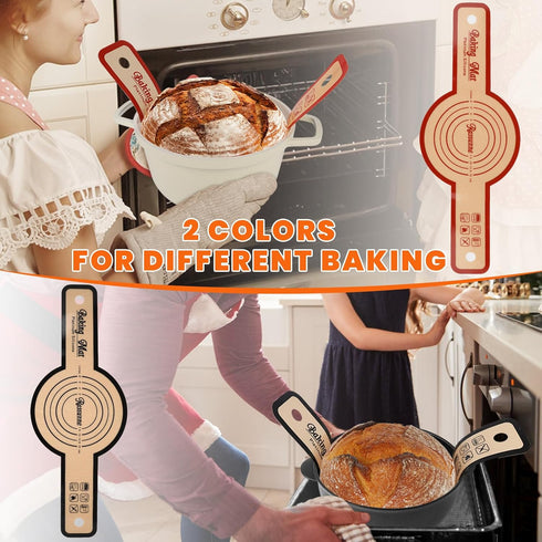 2 Colors Silicone Bread Sling for Dutch Oven, Essential Sourdough Bread Baking Supplies, Reusable Non-Stick Silicone Baking Mat, Perfect for Easy ...