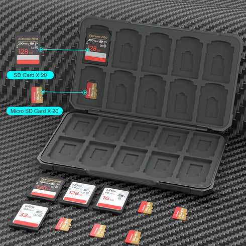 SD Card Holder Memory Card Case for SD SDHC SDXC TF Card, SD Cards Storage Organizer for 20 SD Cards and 20 Micro SD Cards....