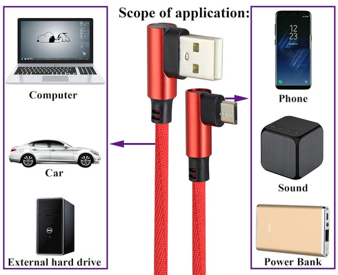 (23cm/9inch 90 Degree Micro USB Cable Right Angle USB 2.0 A Male to Micro Male Fast Sync & Charging Cable for Android, Samsung, LG,Huawei, Smartph...