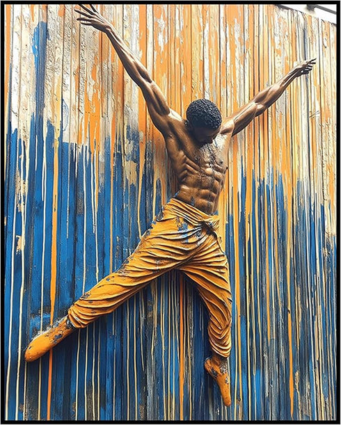 Posterizer-color paint splashes-dancer on mural street graffiti -1-Retro Art-Abstract & Modern Art-Gift for Street Art, Mural Fans- unframed wall ...