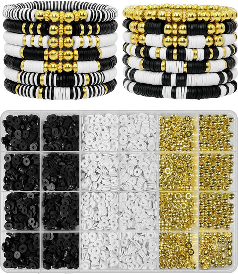ClaBead Bracelet Making Kit, Clay Beads Bracelet Kit with Gold Beads and Gold Flower, Swift Friendship Beads Bracelet Kit for Jewelry Making...
