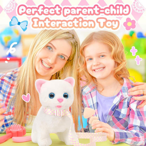 Tagitary Plush Toys Electronic Toy Cat That Walking and Meowing,Tail Wagging Interactive Toy Cat for Kids with Leash,Easter Christmas Birthday Gif...