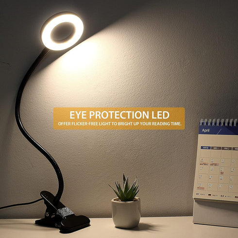 iVict Desk Light Clip on Light, 56 LEDs Desk Lamp for Home Office, 3 Modes with 10 Brightness Dimmable Reading Light, Clamp Desk Lamp for Bed Head...