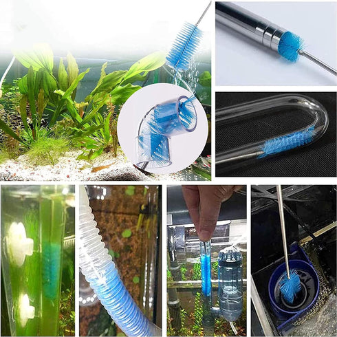 Aquarium Filter Brush Long Brush Flexible Double Ended Bristles Water Pipe Brush Tube Brush for Fish Tank or Home Kitchen...