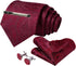 Mens Silk Tie and Pocket Square Cufflinks Clip Set, Designer Woven Necktie Set for Wedding Business Prom...