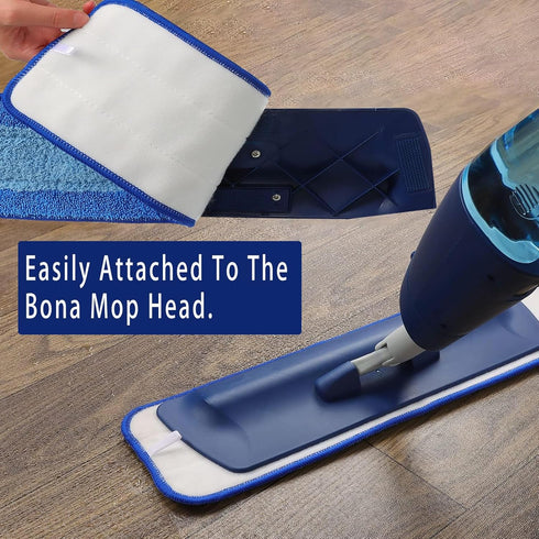 4Pack Reusable Microfiber Mop Pads for Bona Mop, Bona Hardwood & Hard-Surface Floor Cleaner, 18" Cleaning Mop Refill Pad Washable Wet Dry Pads Swe...