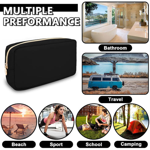 Waterproof Small Makeup Bag Pouch for Purse,Nylon Travel Toiletry Storage Bag Cute Preppy Cosmetic Bag for Women Girl,Waterproof Makeup Organizer ...