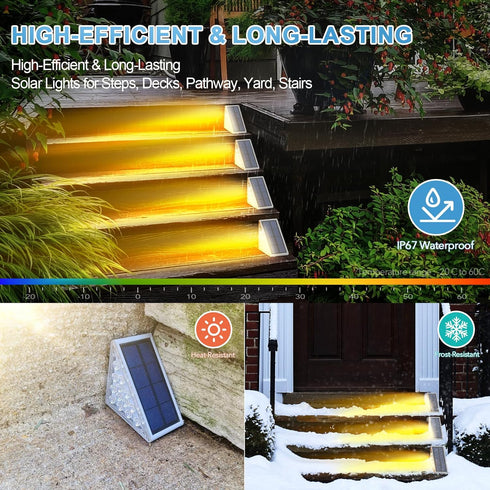 LED Solar Step Lights Waterproof Outdoor Stair Lights, Warm White Solar Deck Lights IP67 Solar Decoration Lights for Yard, Patio, Garden, Walkways...