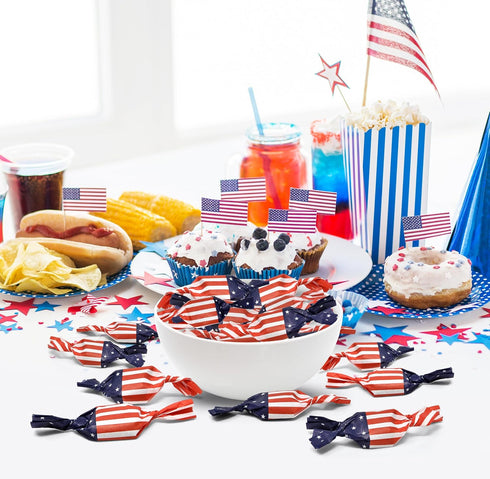 Patriotic Candy Twisting Wax Wrappers 700 Pieces July 4 Chocolate Caramel Wrapping Paper American Flag Design Wrapper for USA Holiday Candies Cara...
