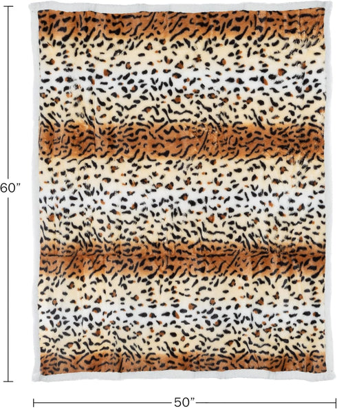 Lavish Home Fleece Sherpa Throw Blanket - Ultra Soft Plush Bed, Sofa or Couch 50" x 60" Tiger Set of 1...
